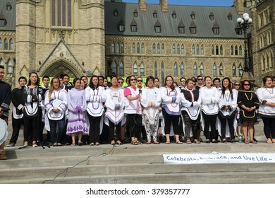 OTTAWA, CANADA - SEPT. 10, 2015: Inuit Celebration Of Life On Parliament Hill On World Suicide Prevention Day Highlights The Need For Action To Address The High Suicide Rate Among Inuit Youth.
