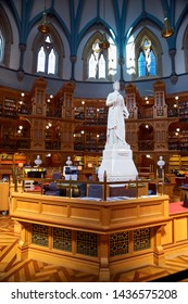 Ottawa, Canada, September 18, 2018: Queen Victoria in the Main Reading Room of the Library of Parliament on Parliament Hill in Ottawa, Ontario. Canada