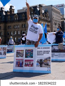 Ottawa, Canada.  September 28th, 2020. People Attending The Stop Uyghur Genocide And Call For Action By The Government Of Canada Rally Organised By Uyghur Rights Advocacy Project  On Parliament 