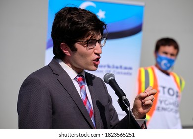 Ottawa, Canada.  September 28th, 2020. Garnett Genuis, Conservative MP, Shadow Minister For International Development & Human Rights Speaking At Stop Uyghur Genocide Rally