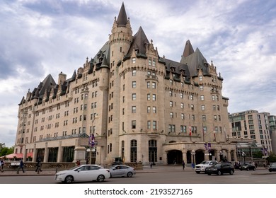 Ottawa, Ontario, Canada -2022: Fairmont Château Laurier. Hotel In Downtown Core Near Intersection Of Rideau Street And Sussex Drive. French Gothic Revival Châteauesque Style Near Parliament.