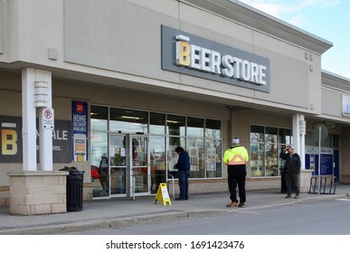 Ottawa Ontario Canada. April,1/2020 Beer Store Lineup, Outdoor, Social Distancing, Covid19