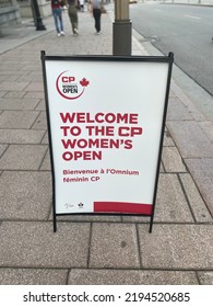 Ottawa Ontario Canada August 26 2022. Welcome To The CP Women's Open Signage At The Chateau Laurier Hotel Entrance Way.