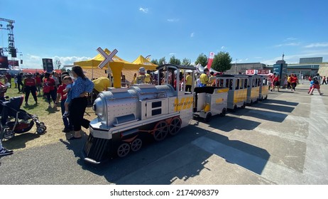 Ottawa Ontario Canada July 1 2022. Canada Day 2022 VIA Rail Train Ride At Lebreton Flats Main Stage Grounds.