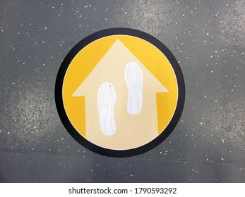 Ottawa Ontario Canada  July 28 2020: Covid-19 Social Distancing Fit 4 Less Gym Physical Distancing Foot Placement Floor Decal.