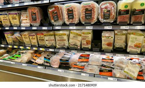 Ottawa Ontario Canada June 25 2022 Grocery Store Items On Shelves, Cheese, Deli Meats, Fruits, Lobster, Meat Prices And Sales                       