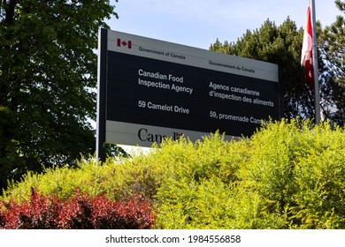 OTTAWA, ONTARIO, CANADA - MAY 31, 2021: A Sign At Federal Government Offices Of The Canadian Food Inspection Agency On Camelot Drive.