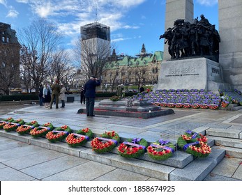 Ottawa Ontario Canada November 11 2020. Covid-19 Remembrance Day Tomb Of The Unknown Soldier Ceremony.