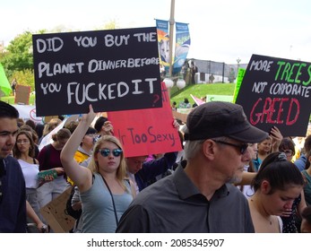 Ottawa, Ontario, Canada - September 27, 2019: Did you buy the planet dinner before you fucked it? sign at the climate strike.