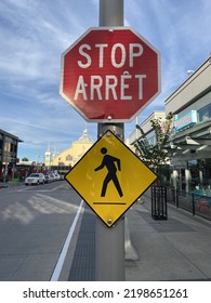 Ottawa Ontario Canada September 4 2022. Stop Arret Signage At The Lansdowne Park Stadium.