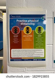 Ottawa Ontario Canada / September 7 2020. Bob MacQuarrie Recreation Complex Practice Physical Distancing Infographic Sign.