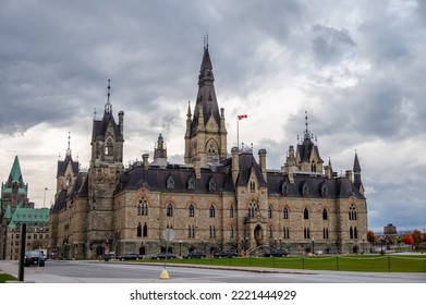 Ottawa, Ontario - October 20, 2022: View Of The West Block On Parliament Hill.