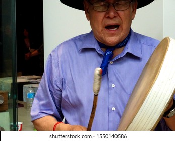 Ottawa, Ontario/Canada - 06/02/2015: Men Drumming And Singing At A Final Truth And Reconciliation Commission Event.