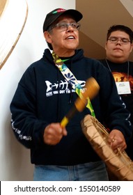 Ottawa, Ontario/Canada - 06/02/2015: Men Drumming And Singing At A Final Truth And Reconciliation Commission Event.