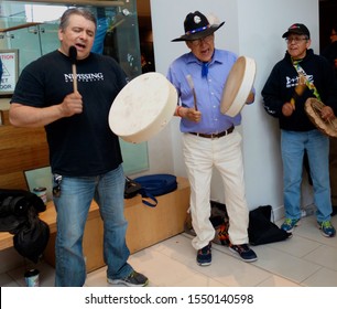 Ottawa, Ontario/Canada - 06/02/2015: Men Drumming And Singing At A Final Truth And Reconciliation Commission Event.