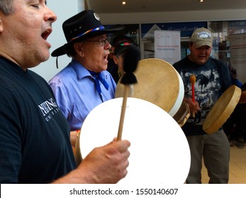 Ottawa, Ontario/Canada - 06/02/2015: Men Drumming And Singing At A Final Truth And Reconciliation Commission Event.