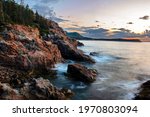 Otter cliffs at Acadia National Park at sunrise in the summer