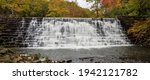 Otter Lake Dam and Waterfall along the Blue Ridge Parkway, milepost 63.1, elevation 650 feet.