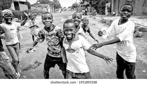 Ouagadougou, Burkina Faso - 09062015 - Children Laughing In The Streets Downtown