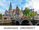 Oude Kerk, old church, is the oldest building of Amsterdam in Dutch