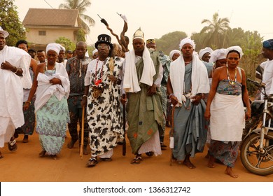 Ouidah, Benin - January 10 2015 Voodoo Festival The Cradle Of Voodoo And Is A Registrated Religion In Benin. The Festival Takes Place Every Year On 10 January In Many Cities In Benin And Togo. 