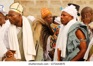 Ouidah, Benin January 10 2015 Voodoo Festival Men Are Busy With A Voodoo Ritual