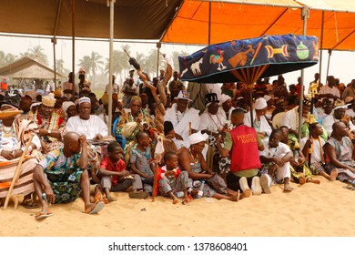 Ouidah, Benin January 10 2015 People At The Voodoo Festival Joining The Activities