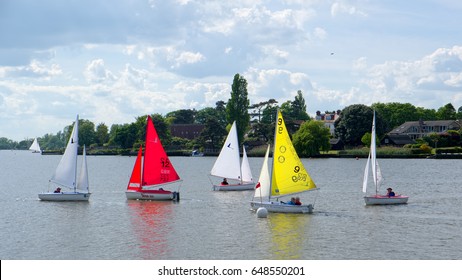 OULTON, NORFOLK/UK - MAY 23 : Sailing on Oulton Broad in Oulton Norfolk on May 23, 2017. Unidentified people