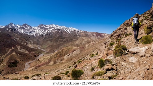 Oumassine-MGoun range from Timaratine, MGoun trek, Atlas mountain range, morocco, africa - Shutterstock ID 2159916969