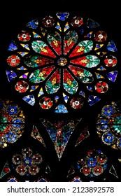 Our Lady Of Strasbourg Cathedral. Stained Glass Window.   France.  06-30-2014