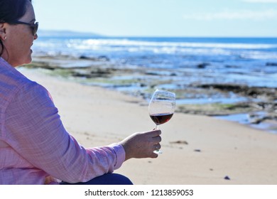 Our Next Door Neighbour Enjoys A Glass Of Wine At The Beach At Reebok. It Was A Lovely Sunny Morning And The Wine Tasted Very Good.