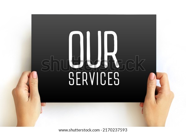Our Services\
text on card, concept\
background