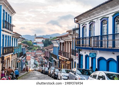 Ouro Preto - Minas Gerais - Brasil - MAI 16 2020: Partial View Of Conde De Bobadela Street