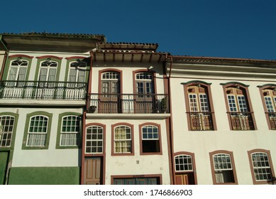 Ouro Preto, Minas Gerais / Brazil - 03/07/2007: Colonial Houses On Getúlio Vargas Street, In The Historic City Center