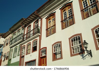 Ouro Preto, Minas Gerais / Brazil - 03/07/2007: Colonial Houses On Getúlio Vargas Street, In The Historic City Center