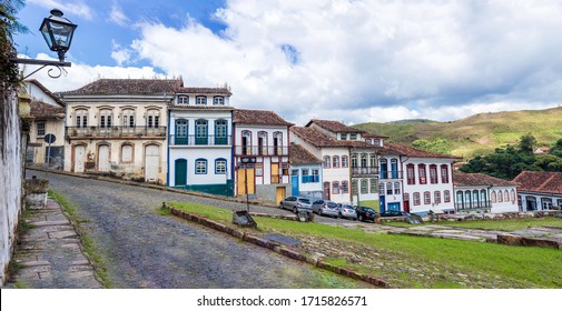 Ouro Preto/Minas Gerais/Brazil - ABR 24 2020: Church of Our Lady of the Rosary of Black Men Square