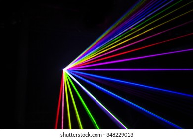 Out Of Focus Colorful Laser Effect Over A Plain Black Background.