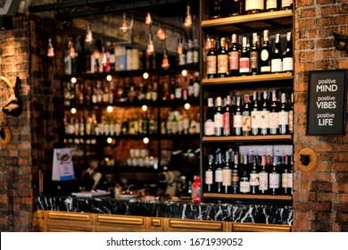 Out Focus Of Liquor Bar Background