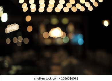 Out Of Focus String Lights At Night