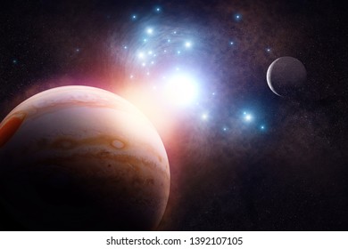 Out of the space with Jupiter - Elements of this Image Furnished by NASA.