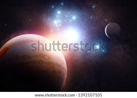 Out of the space with Jupiter - Elements of this Image Furnished by NASA.