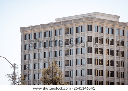 An outdated architecture style large office building on El Camino Real, in Palo Alto, California, Silicon Valley