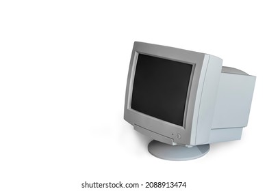 Outdated Computer Monitor On A White Background