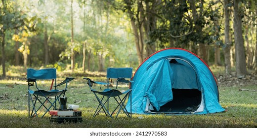 Outdoor activity concept camping are with tent and equipment for camping - Powered by Shutterstock