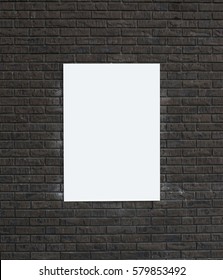 Outdoor Advertisement Mockup On Brick Wall With Copy Space