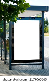 Outdoor Advertising Billboard At The Bus Stop.