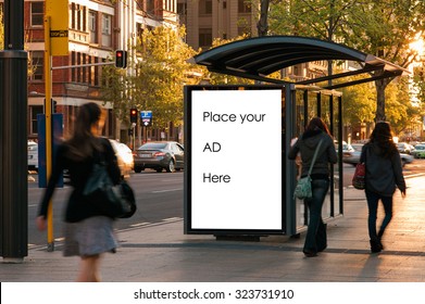 Outdoor advertising bus shelter  - Shutterstock ID 323731910