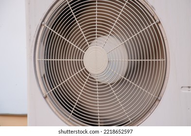outdoor air conditioner, outdoor unit with fan. High quality photo - Shutterstock ID 2218652597
