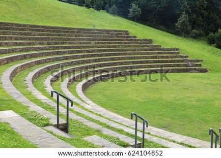 Outdoor amphitheatre in Sheffield's South Street Park, UK.