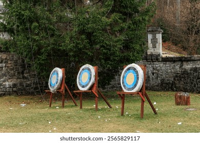 Outdoor archery targets in forested area for practice. - Powered by Shutterstock